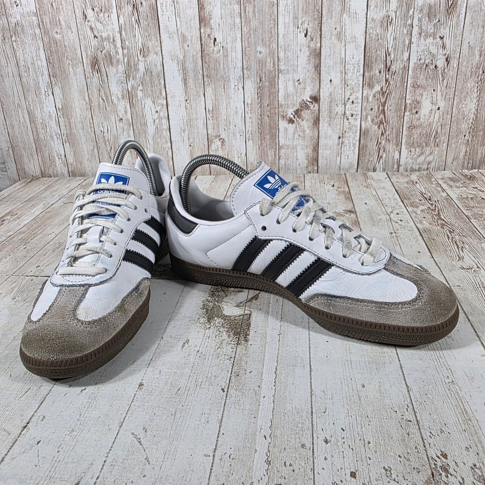 Adidas Samba OG White Black Gum Sole Leather Sneakers IE3675 Womens 6 - Picture 7 of 8